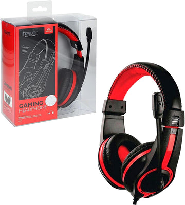 VMIDirect Gaming Headset With Mic featuring adjustable headband and vibrant red accents