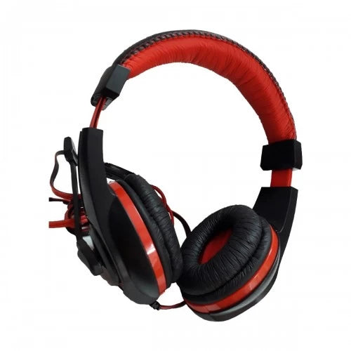 VMIDirect Headset With Mic featuring padded ear cushions and a vibrant red design