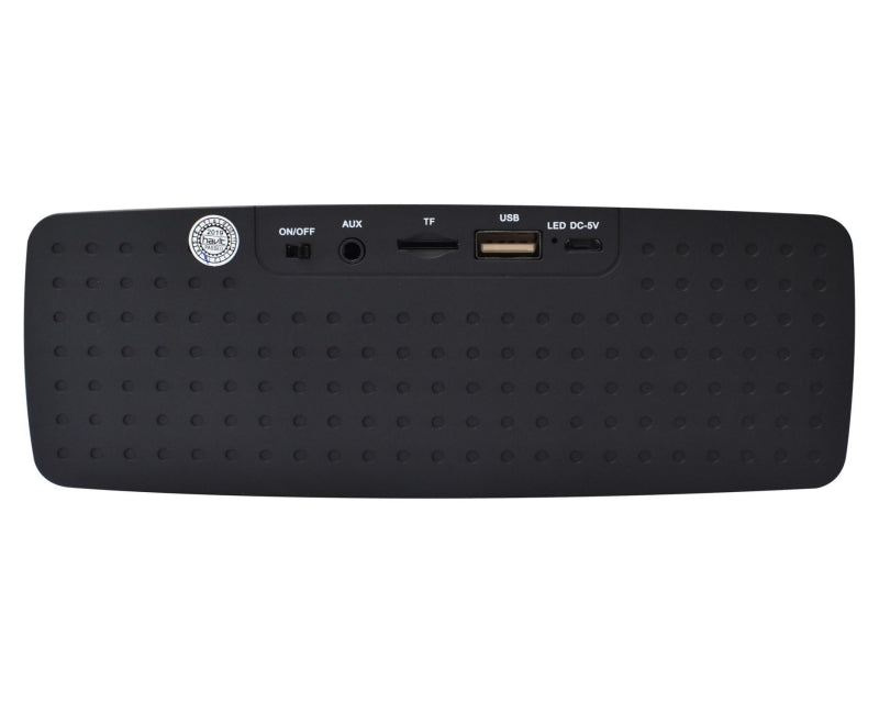 Top view of VMIDirect Portable Bluetooth Speaker with USB and AUX inputs for versatile connectivity