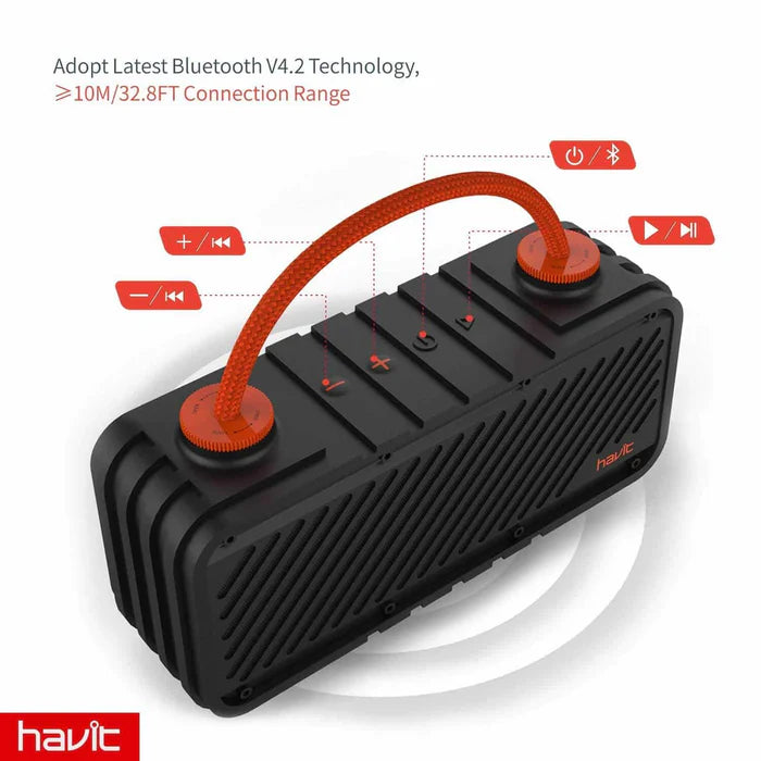 Shockproof Wireless Speaker with Bluetooth V4.2 and 10M range for outdoor use