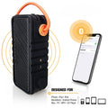 Shockproof Wireless Speaker in Black with Orange Strap, Perfect for Outdoor Use and Compatible with Multiple Devices