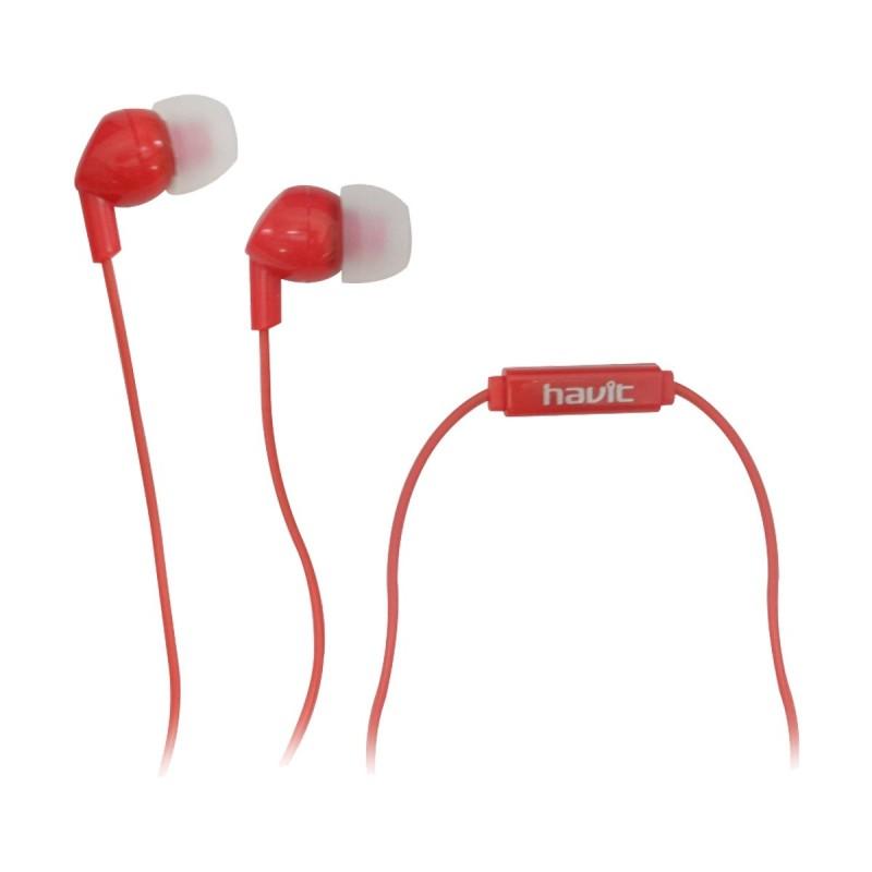 Havit Wired Earphones in Red with Comfortable Ear Tips and In-Line Microphone