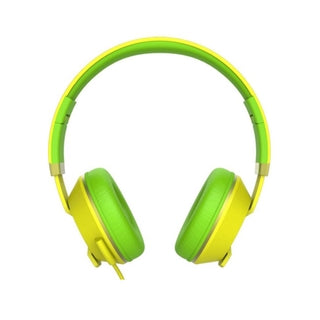 VMIDirect Wired Headphones in vibrant green and yellow with padded ear cushions for comfort
