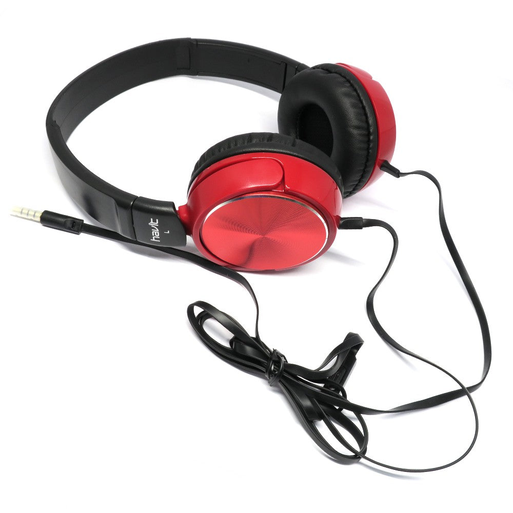 VMIDirect Wired Headphones in red with adjustable headband and cushioned ear pads for comfort