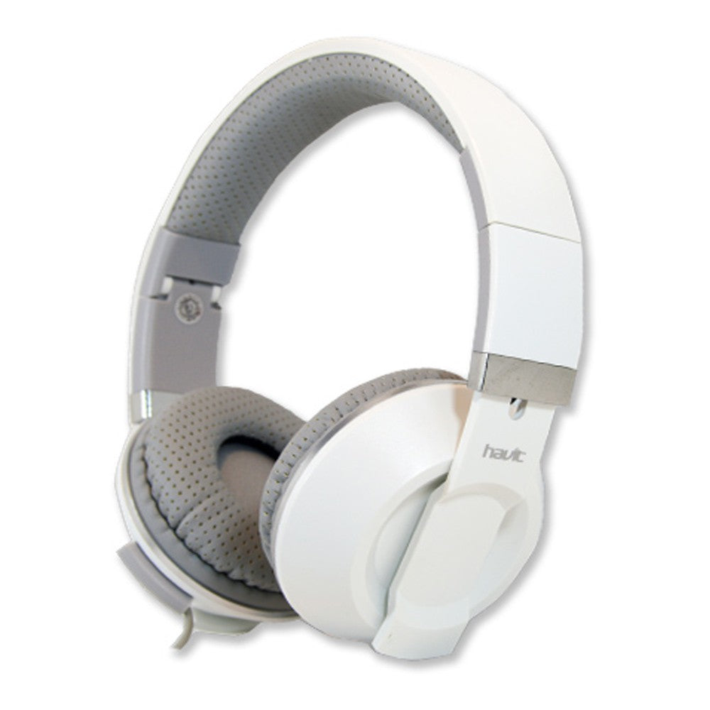 VMIDirect Wired Headphones in white with comfortable ear cushions and adjustable headband