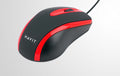 Havit Wired Optical Mouse in Black and Red with Ergonomic Design for Gaming and Office Use
