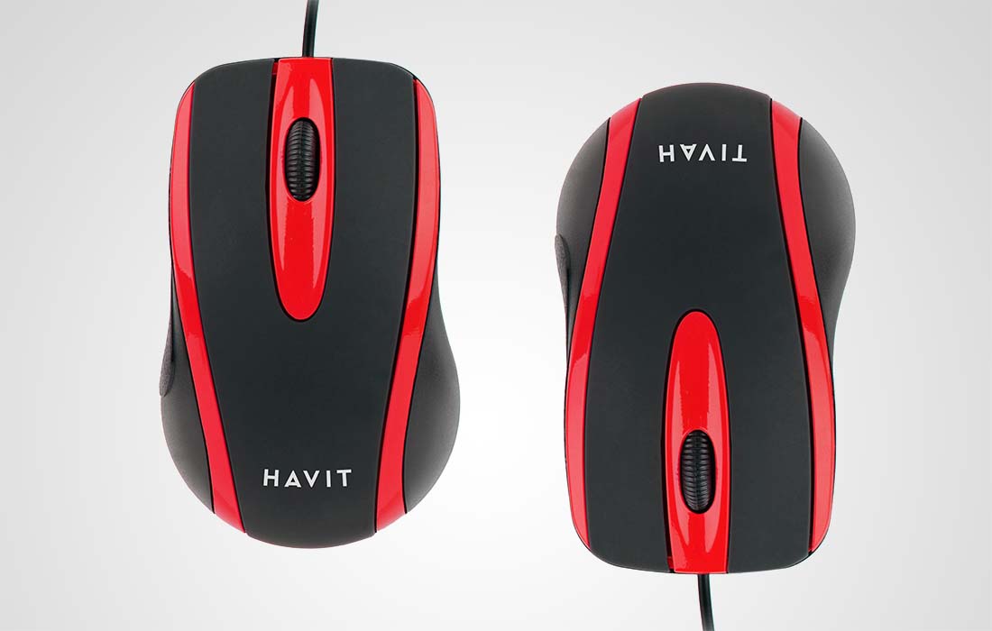 VMIDirect Wired Optical Mouse in black with ergonomic design and packaging for easy use