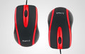 Havit Wired Optical Mouse with Ergonomic Design and Red Accents for Comfortable Use