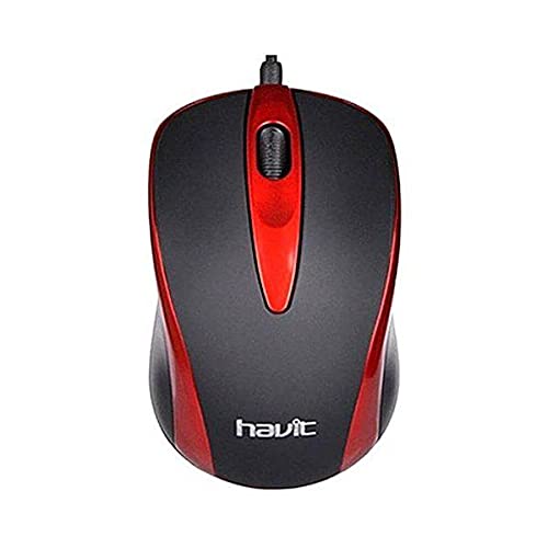 VMIDirect Wired Optical Mouse in sleek red and black design with smooth scroll wheel