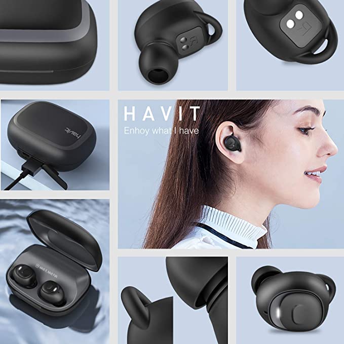Havit Wireless Earbuds with ergonomic design and compact charging case for comfortable listening