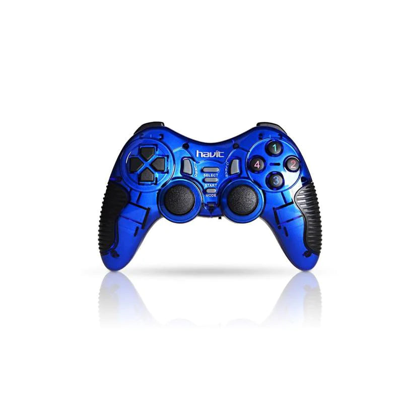 Blue Wired Gamepad from VMIDirect designed for gaming with ergonomic grip and responsive controls