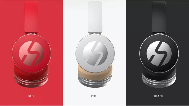 VMIDirect Wireless Headphones in Red, White, and Black with Sleek Modern Design