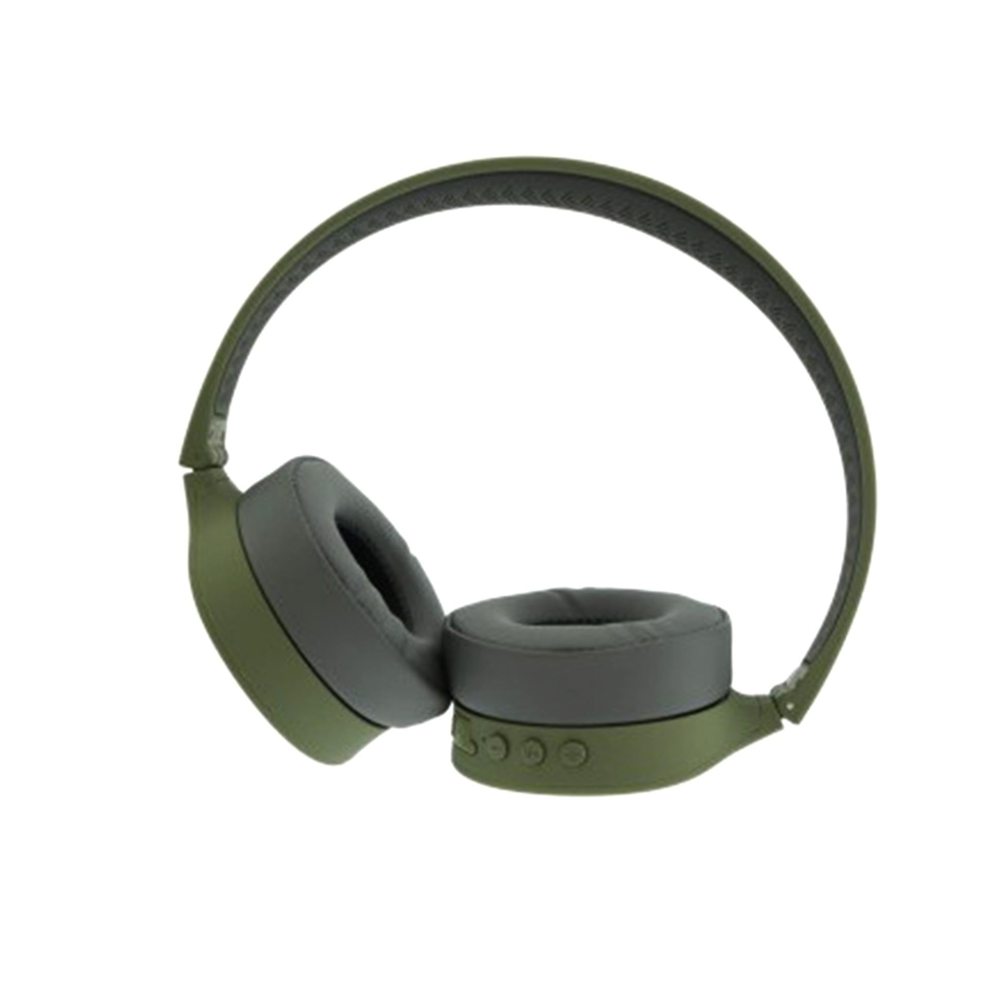VMIDirect Wireless Headphones in Olive Green with Comfortable Cushioning and Control Buttons