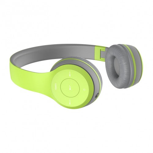 VMIDirect Wireless Headphones in Green and Gray with Comfortable Ear Cushions and Control Buttons