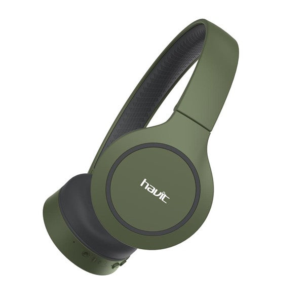 Havit Wireless Headphones in Olive Green with Comfortable Ear Cushions and Adjustable Headband
