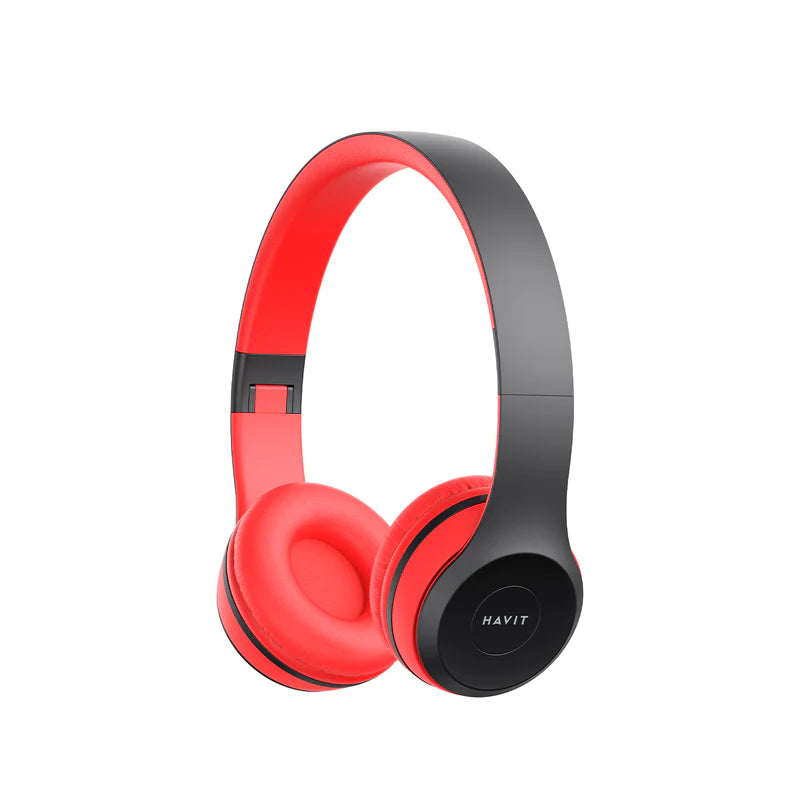 Havit Wireless Headphones in Black and Red with Soft Cushioned Ear Cups for Comfort
