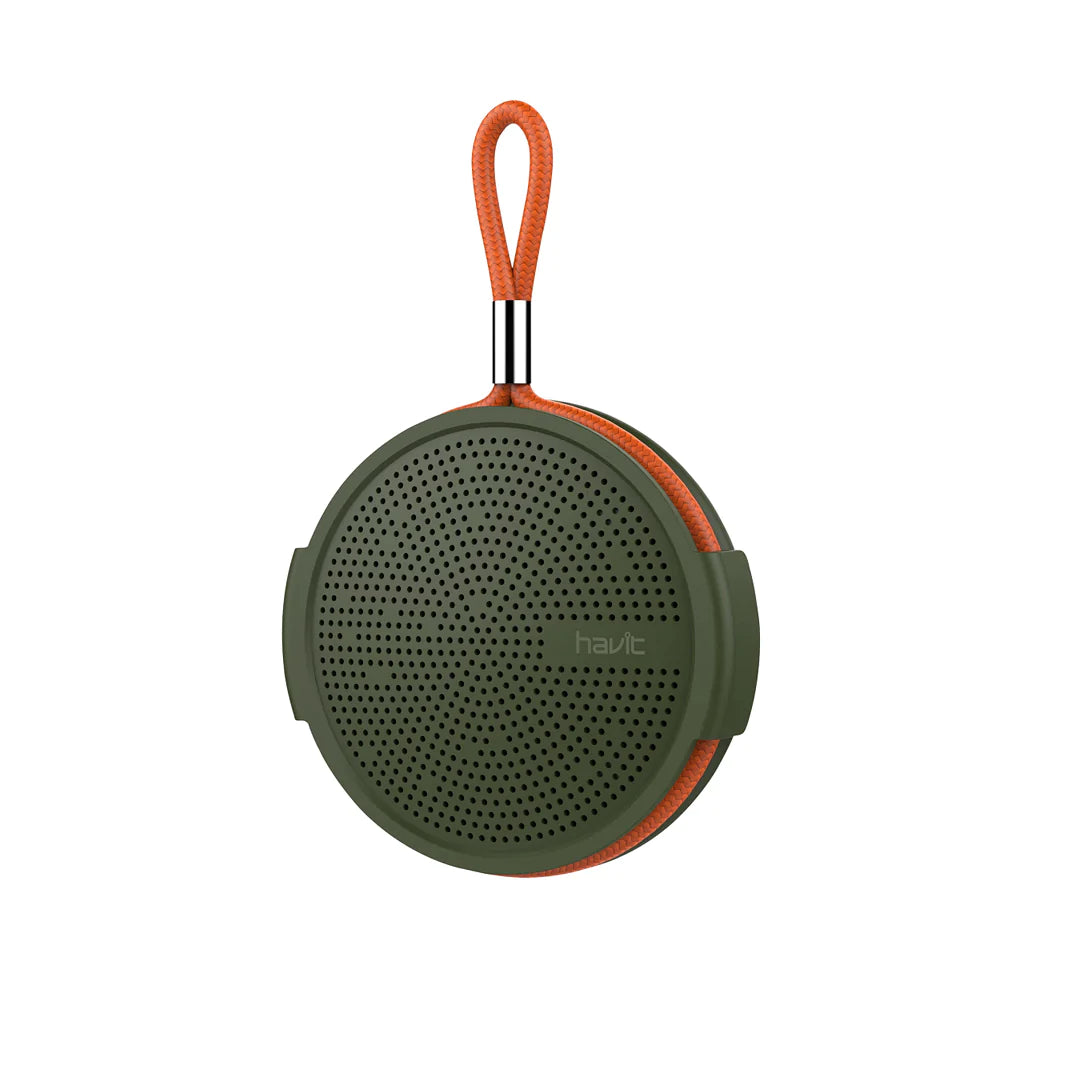 VMIDirect Wireless Speaker in Olive Green with Orange Strap for Portable Listening
