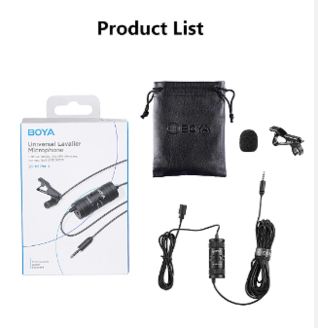 Boya BY-M1 Pro II 6m Clip-On Lavalier Condenser Microphone with 1/4 Inches Adapter