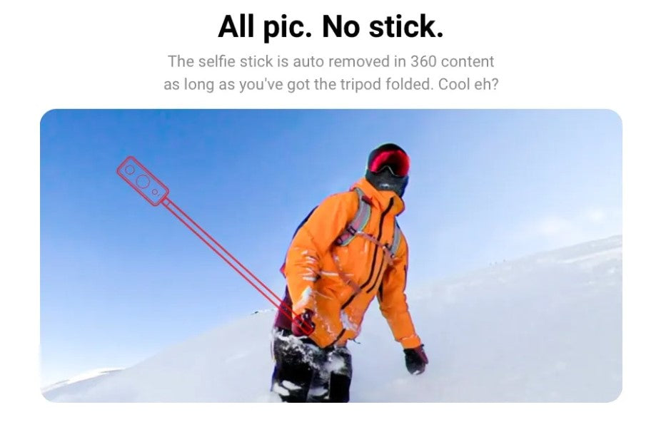 VMIDirect Invisible Selfie Stick for 360 degree photos and videos with no visible stick in the frame