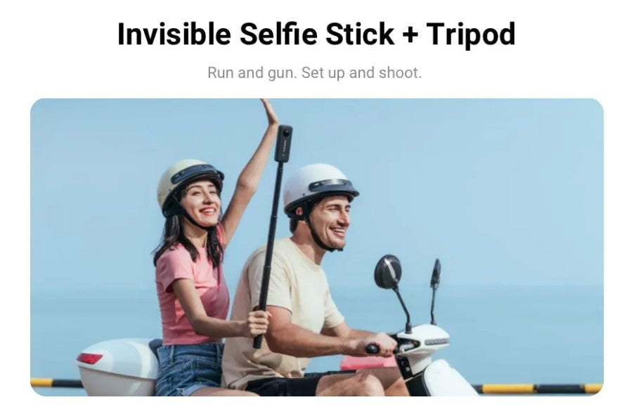 Invisible Selfie Stick and Tripod for easy setup and outdoor shooting with friends