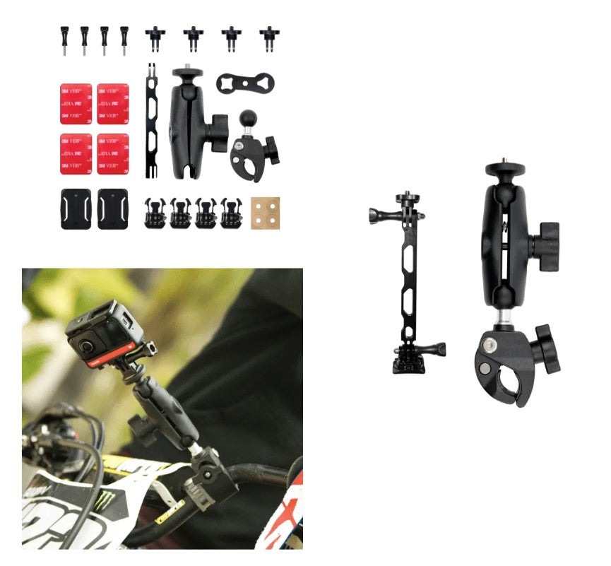 Insta360 Motorcycle Mount Accessories Set for Secure Camera Attachment and Versatile Angling