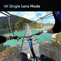 VMIDirect Waterproof Action Camera capturing a cyclist on a bridge with 4K Single Lens Mode
