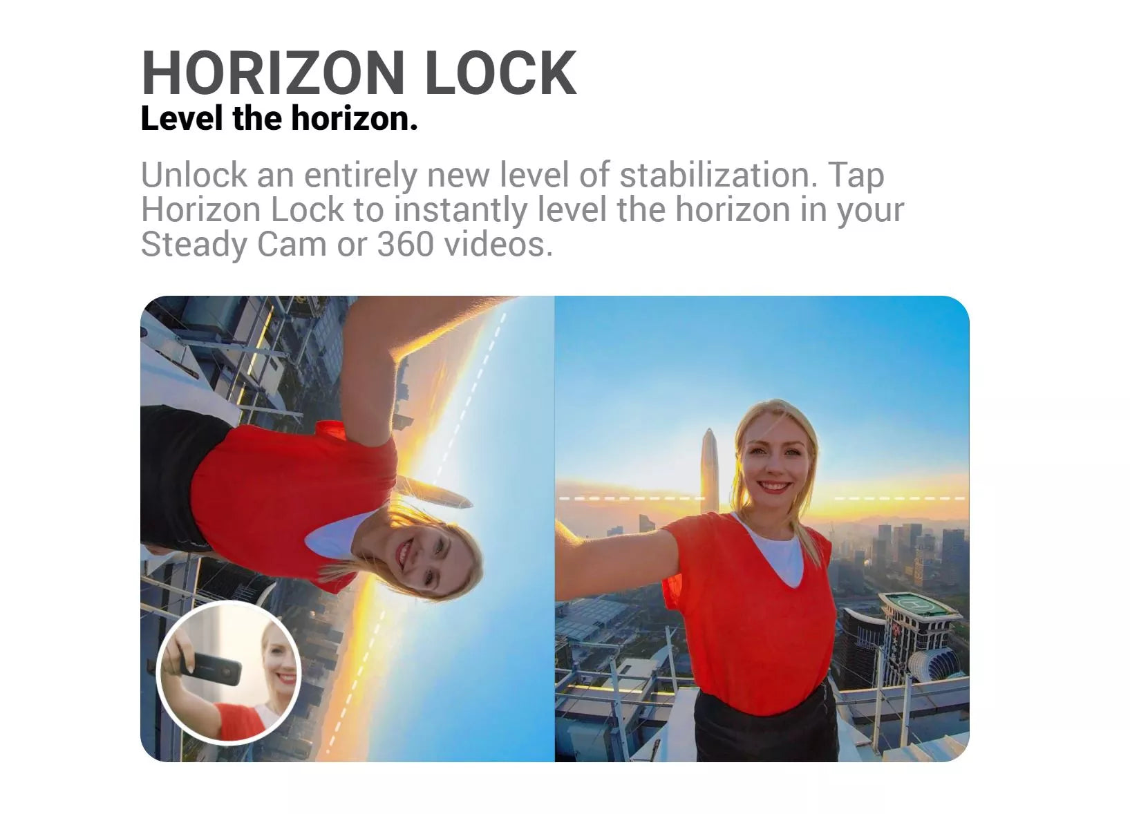 VMIDirect Waterproof Motovlogging Steady Cam with Horizon Lock for stable 360-degree videos