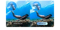 Comparison of underwater images showing the X3 Invisible Dive Case protecting a camera while diving