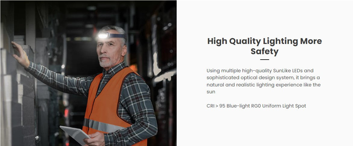 VMIDirect Rechargeable LED Headlamp featuring high-quality SunLike LEDs for enhanced safety