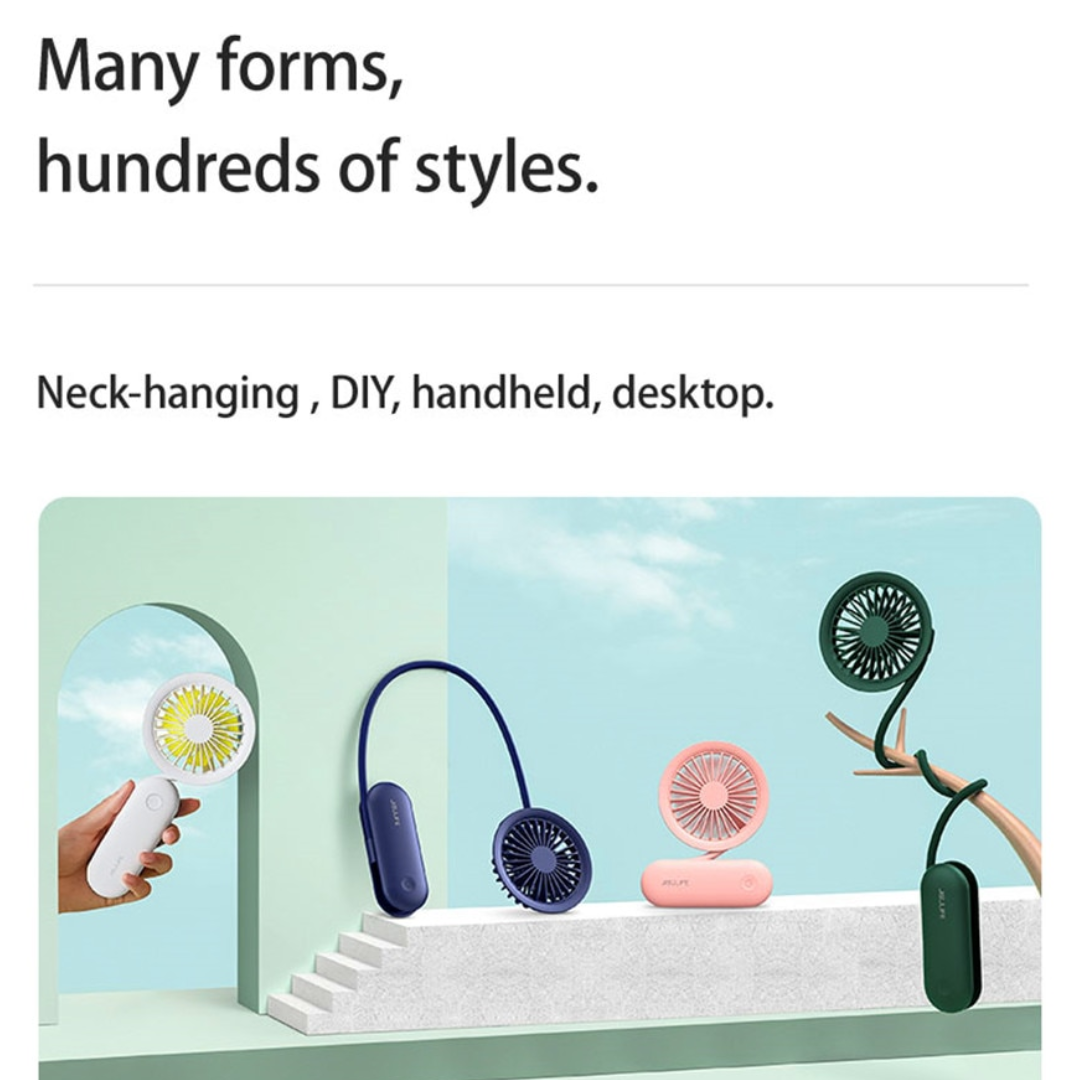 VMIDirect FA15 Mini Personal Fan in various styles, including handheld and neck-hanging models