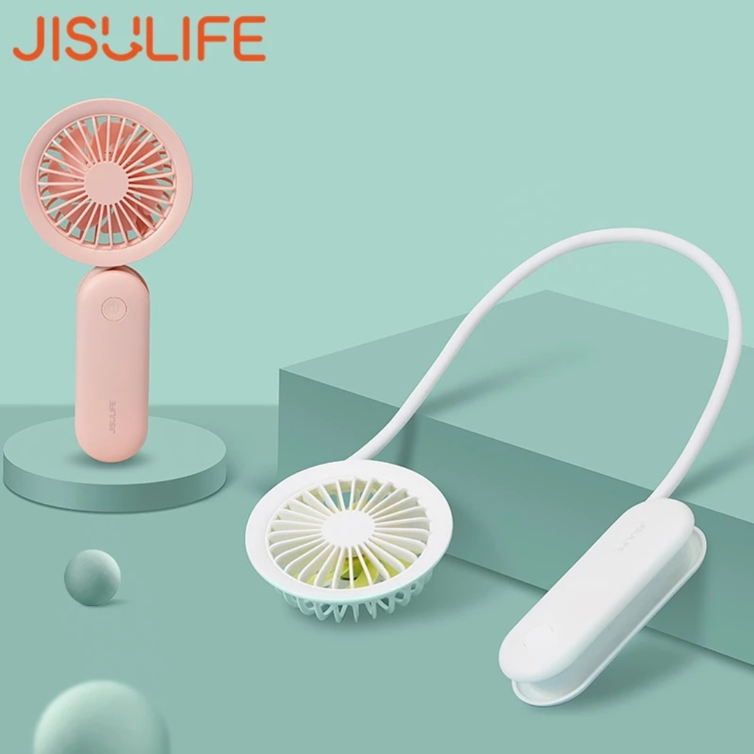 FA15 Mini Personal Fan in pink and white designs, perfect for on-the-go cooling