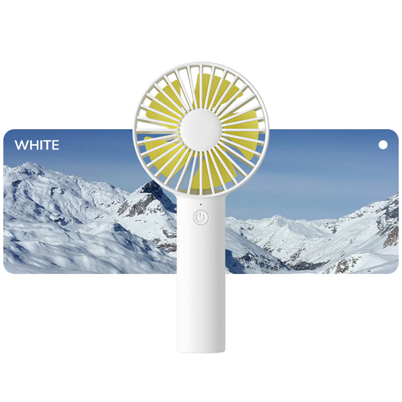 FA21 Portable Handheld Fan in white with a sleek design for on-the-go cooling