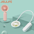 Mini portable fan USB rechargeable handheld fans in pink and white designs