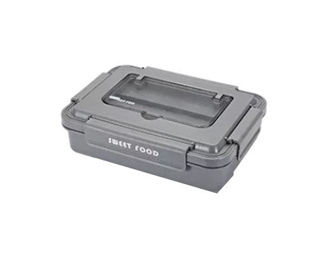 VMIDirect Stainless Steel Leakproof Bento Lunch Box in Gray with Clear Lid for Secure Food Storage