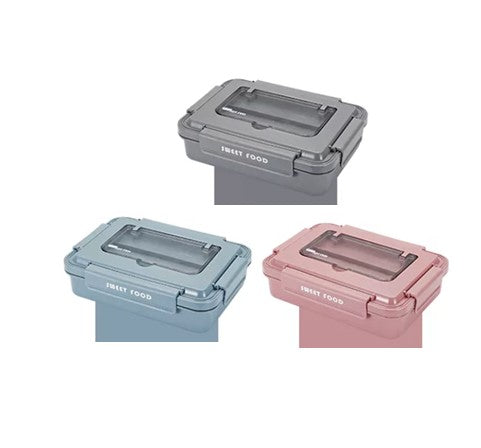 VMIDirect Stainless Steel Leakproof Bento Lunch Box in gray, blue, and pink for safe meal storage