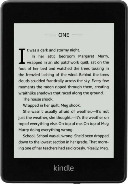VMIDirect WiFi Touchscreen eBook Reader displaying a text page with a dark and stormy night theme