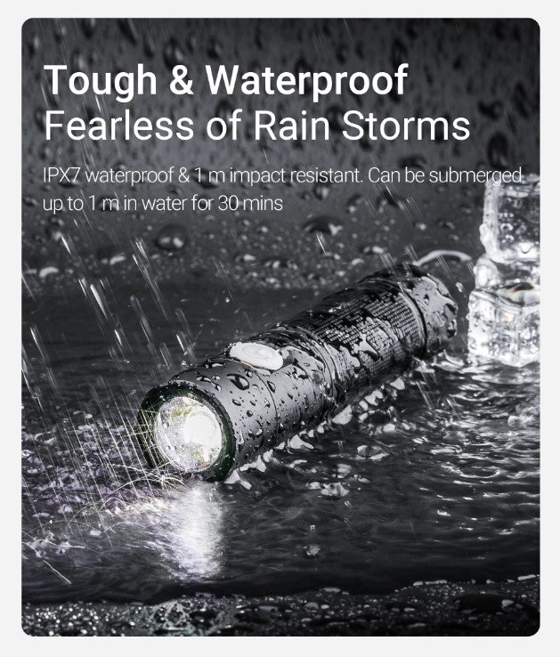 VMIDirect LED Flashlight Type-C Rechargeable, tough and waterproof, ideal for rainy conditions and outdoor adventures