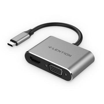 LENTION C51s Converter Cable with USB-C to HDMI and VGA ports for versatile connectivity