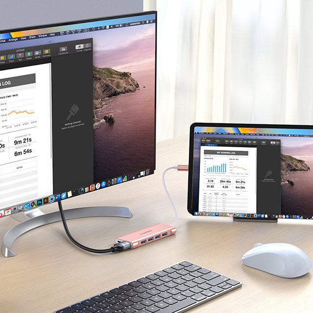 USB-C hub with 4K HDMI for connecting multiple displays and devices seamlessly