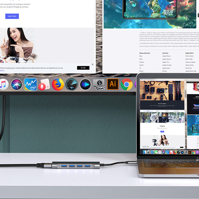 USB-C hub with 4K HDMI for seamless multi-display connectivity and data transfer