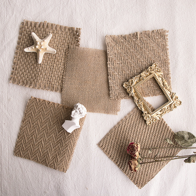 Linen Mat Photo Props arranged with decorative items for creative photography setups