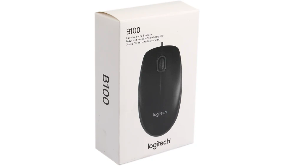 Logitech B100 Wired Mouse in Black with USB Connection for Desktop Computer Mice USB