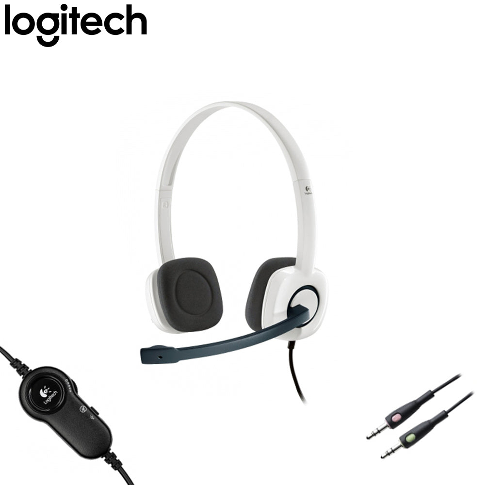 Logitech Stereo Wired Headset with adjustable microphone and in-line volume control for clear audio