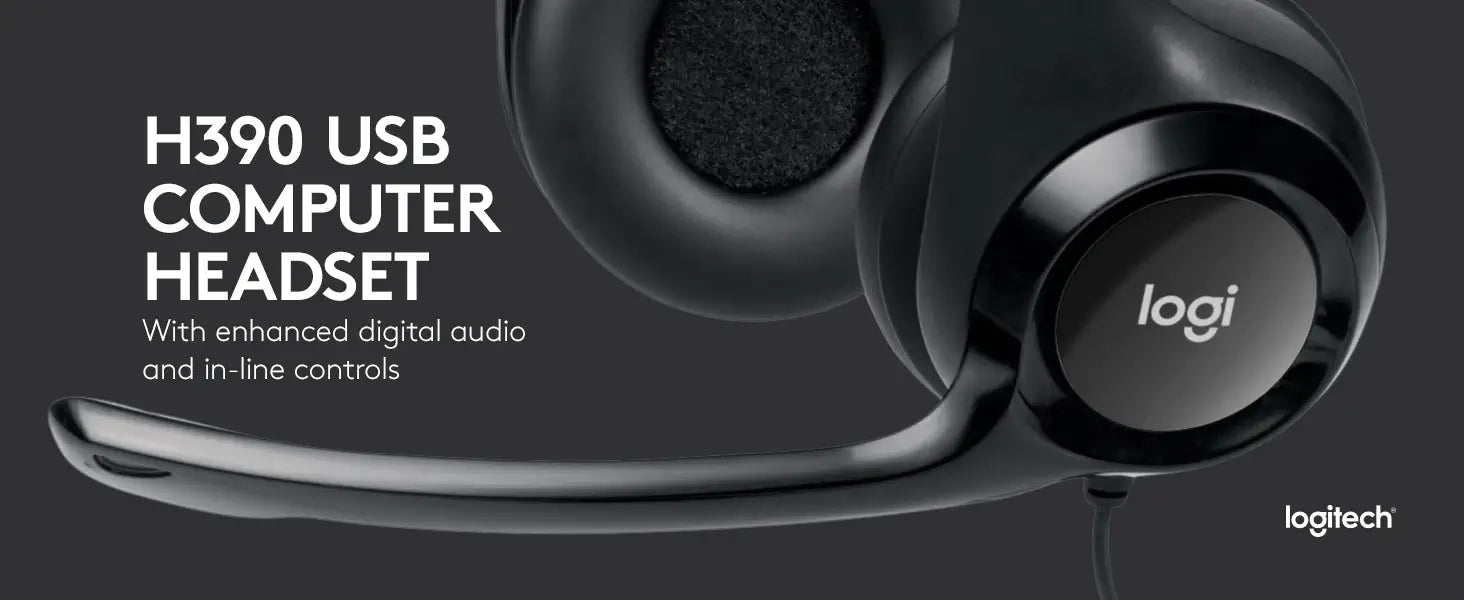 Logitech H390 USB Computer Headset with enhanced digital audio and in-line controls