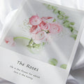 VMIDirect Magazines Card Decoration featuring soft pink roses with a delicate floral arrangement