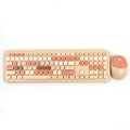 Mofii 666 keyboard and mouse for PC with beige and pink rounded keys and matching mouse