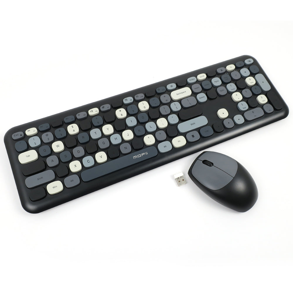 Mofii 666 keyboard and mouse for PC wireless combo with black and gray keys and compact mouse
