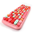 Mofii Candy BT keyboard for IOS and Android with colorful round keys in pink, red, orange, and mint green