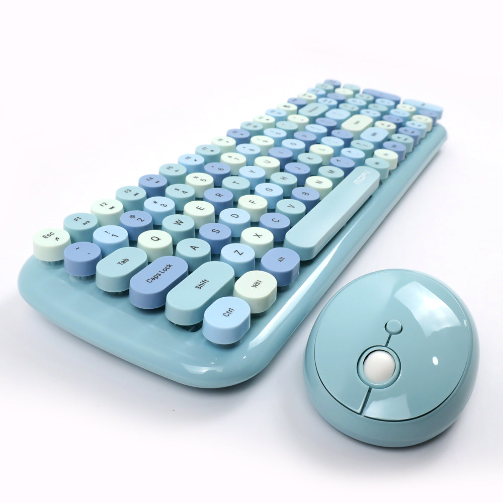 Mofii Candy XR wireless keyboard and mouse combo in pastel blue with round keys