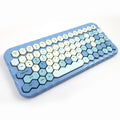 MOFII HONEY BT keyboard with honeycomb hex keycaps in blue and white wireless design